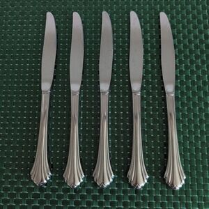 Oneida BANCROFT Dinner Knives USA Flare Tip Glossy Lot Set of 5 Vintage